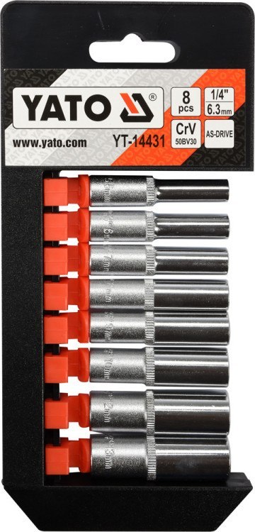 JUEGO DE COPAS LARGAS 1/4" 8 PZS YATO