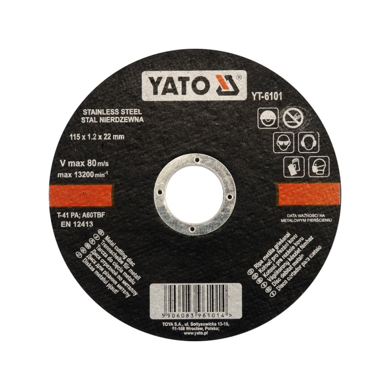 DISCO DE CORTE PARA INOXIDABLE 4-1/2" 115 X 1,2 MM YATO