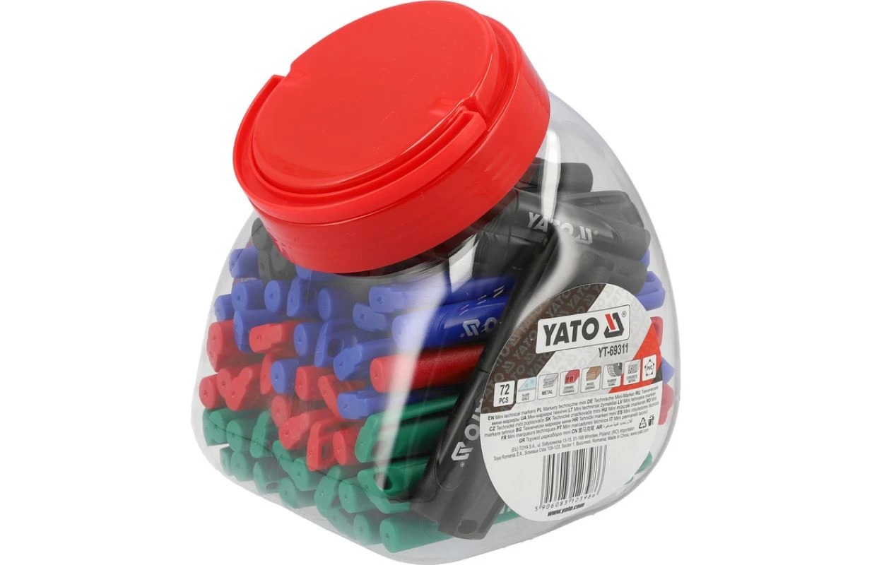 MARCADORES TÉCNICOS MINI PARA METAL 72 UNIDADES 4 COLORES YATO