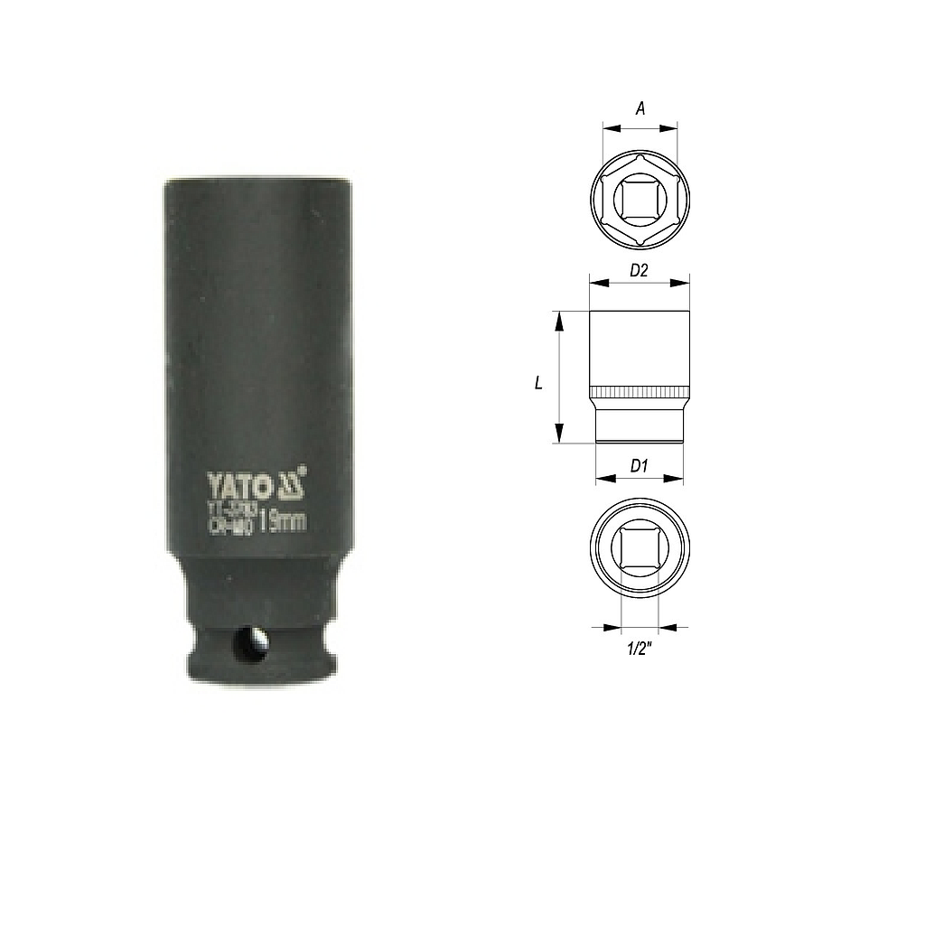 COPA DE IMPACTO LARGA 3/8" X 17 MM HEXAGONAL YATO