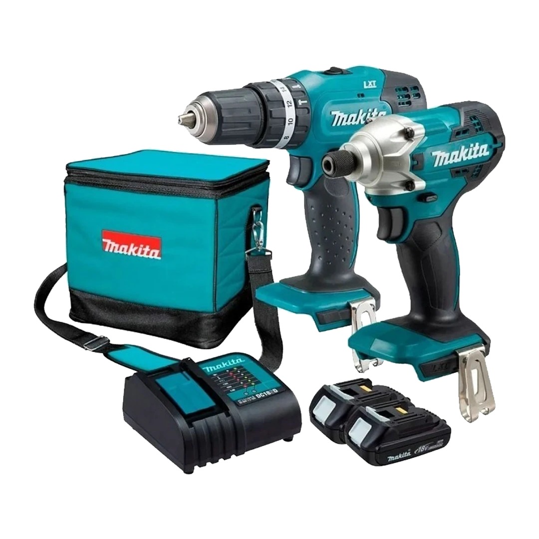 Combo inalámbrico 18V LXT DLX2336SY: taladro percutor DHP453 + atornillador de impacto DTD156 con batería, cargador y bolsa MAKITA