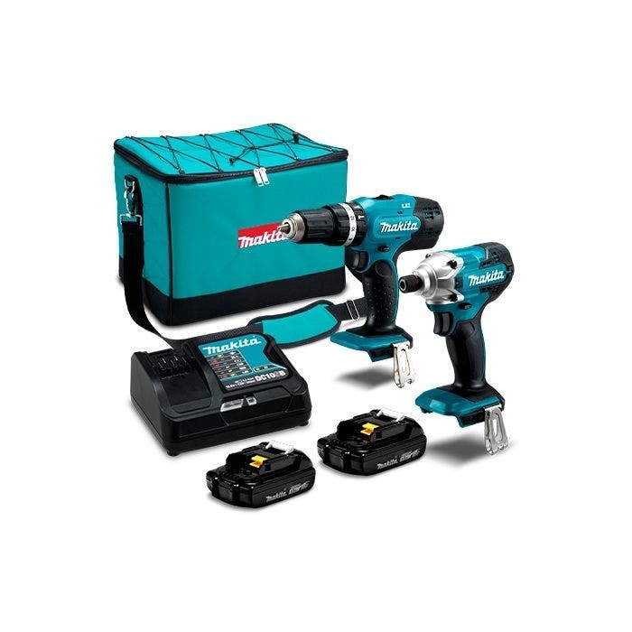 Combo inalámbrico 18V LXT DLX2336SY: taladro percutor DHP453 + atornillador de impacto DTD156 con batería, cargador y bolsa MAKITA