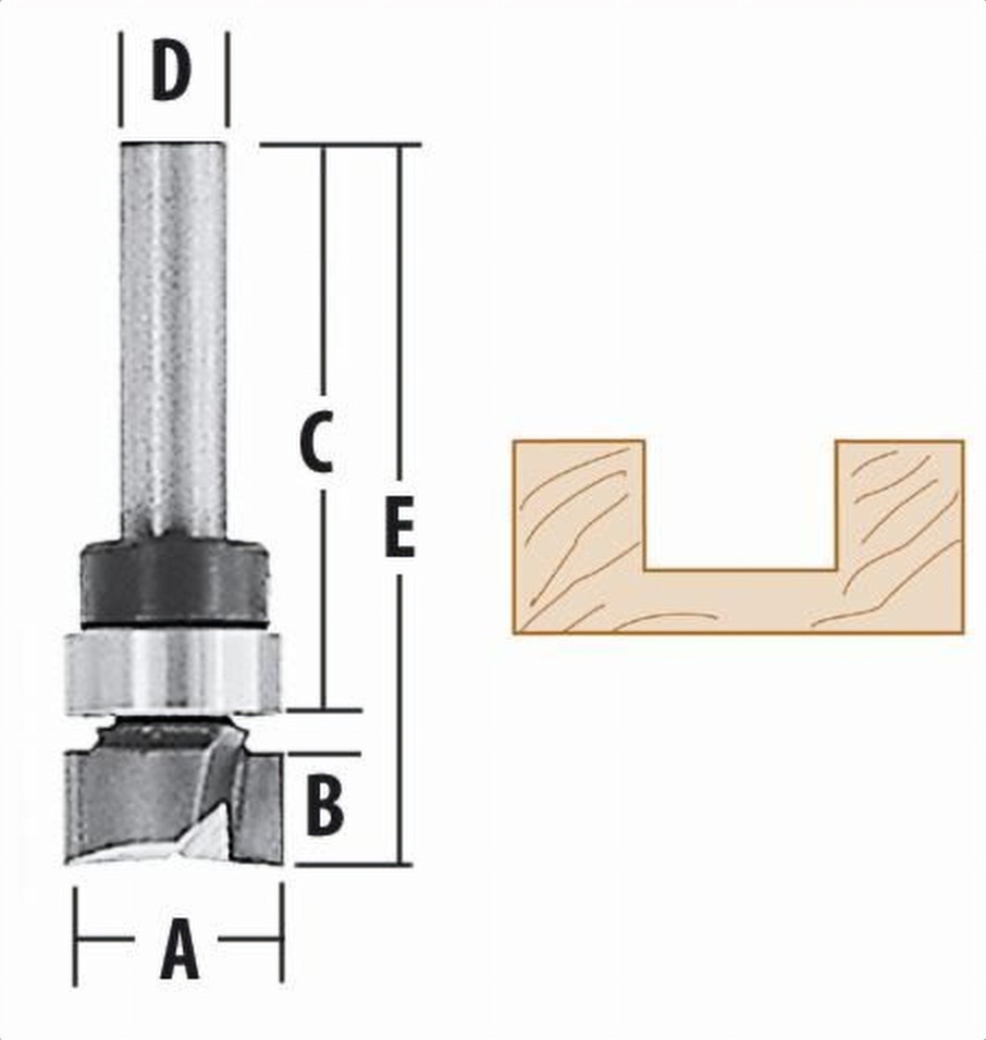FRESA RECTA PARA ACANALAR 1/2" DOBLE FILO VÁSTAGO 1/4" CON RODAMIENTO MAKITA