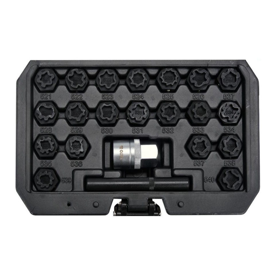 JUEGO DE COPAS 1/2" PARA TUERCAS DE SEGURIDAD DE RIN VW 22 PIEZAS YATO