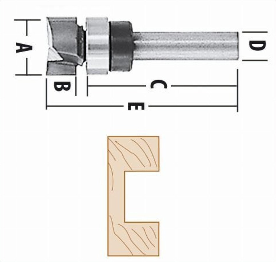 FRESA RECTA PARA ACANALAR 1/2" DOBLE FILO VÁSTAGO 1/4" CON RODAMIENTO MAKITA
