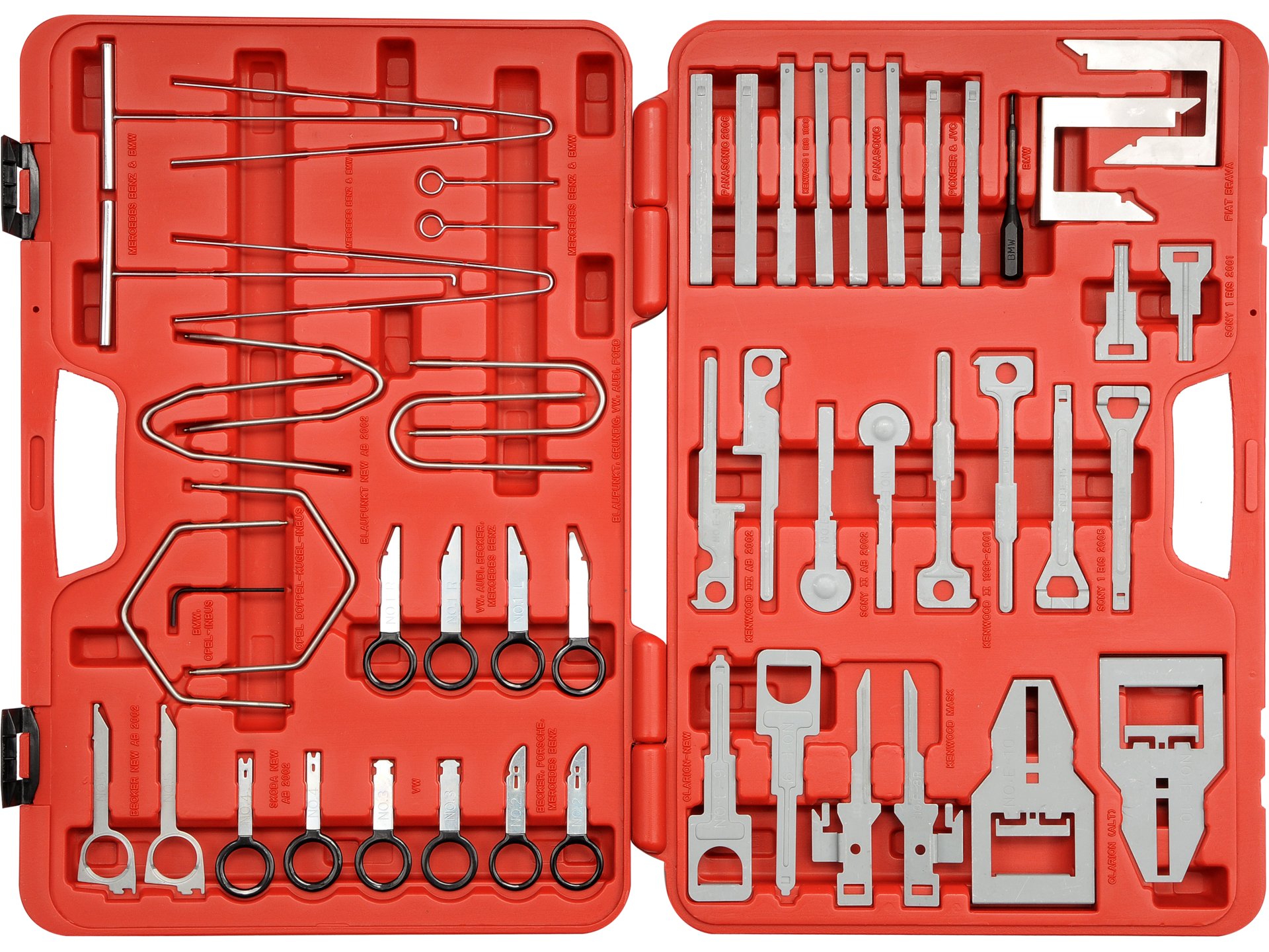 KIT DE HERRAMIENTAS PARA DESMONTAR RADIO Y PANELES DE AUTO 52 PIEZAS YATO