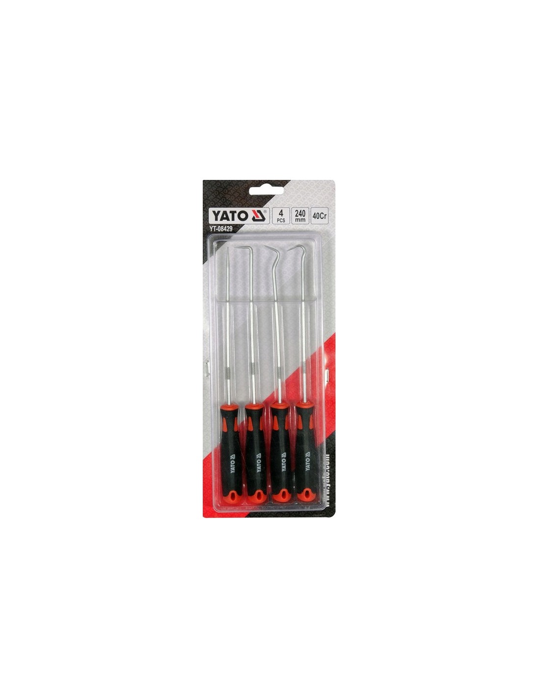 JUEGO DE GANCHOS Y PUNTAS LARGOS 240 MM 4 PIEZAS YATO