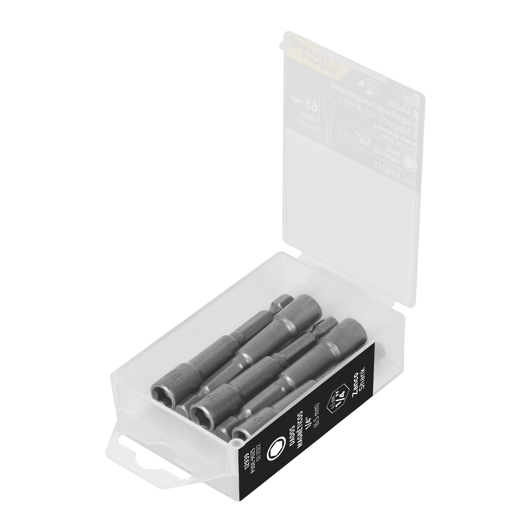 Estuche con 5 dados magnéticos de 1/4" largo 2-1/2" expert truper 12939