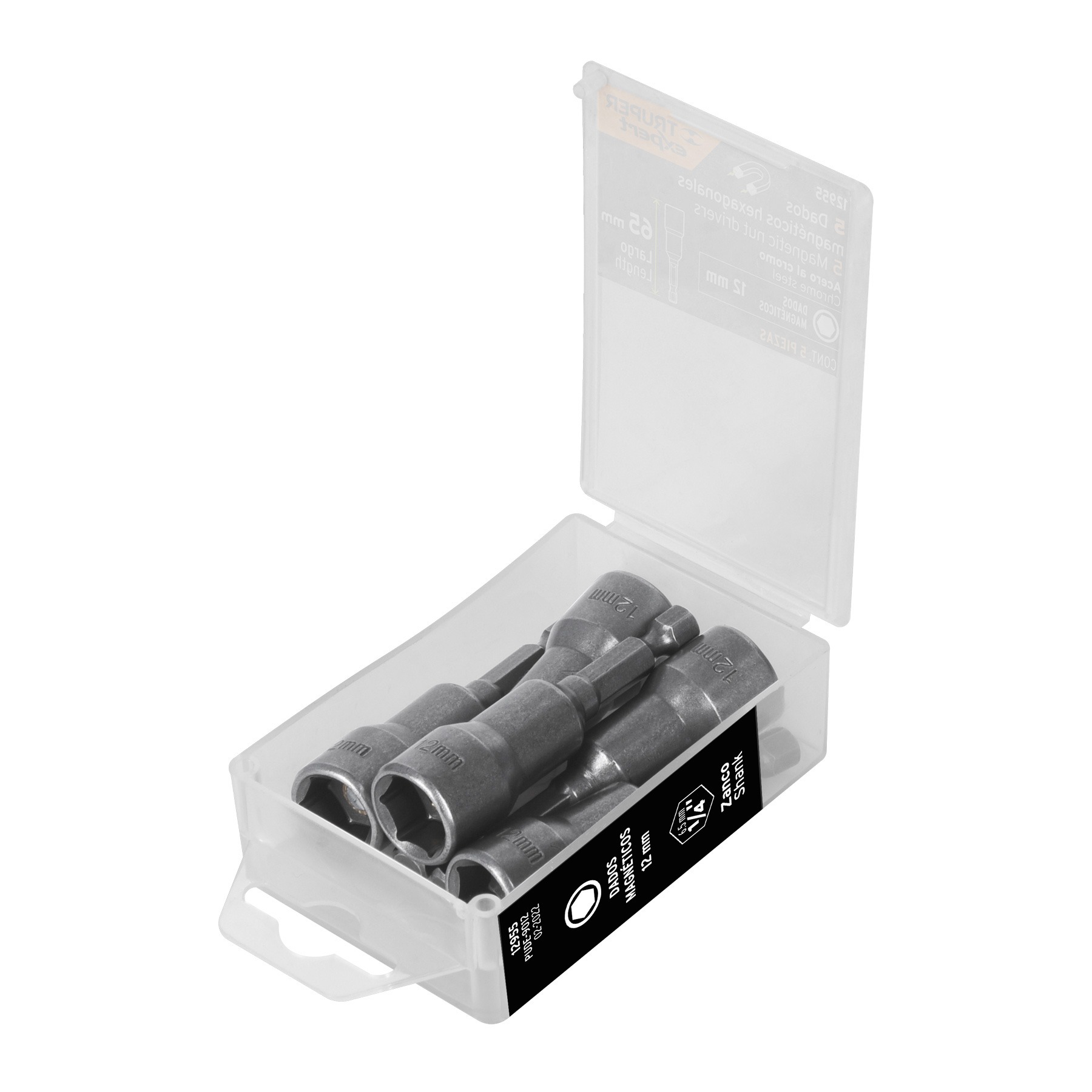 Estuche con 5 dados magnéticos de 12 mm largo 2-1/2" expert truper 12955