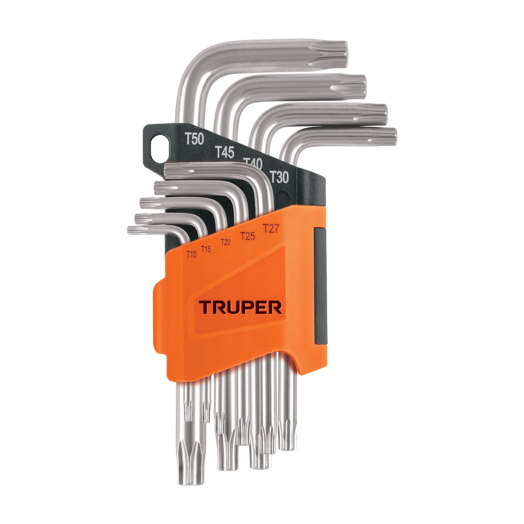 Juego de 9 llaves torx con organizador abatible truper 15554