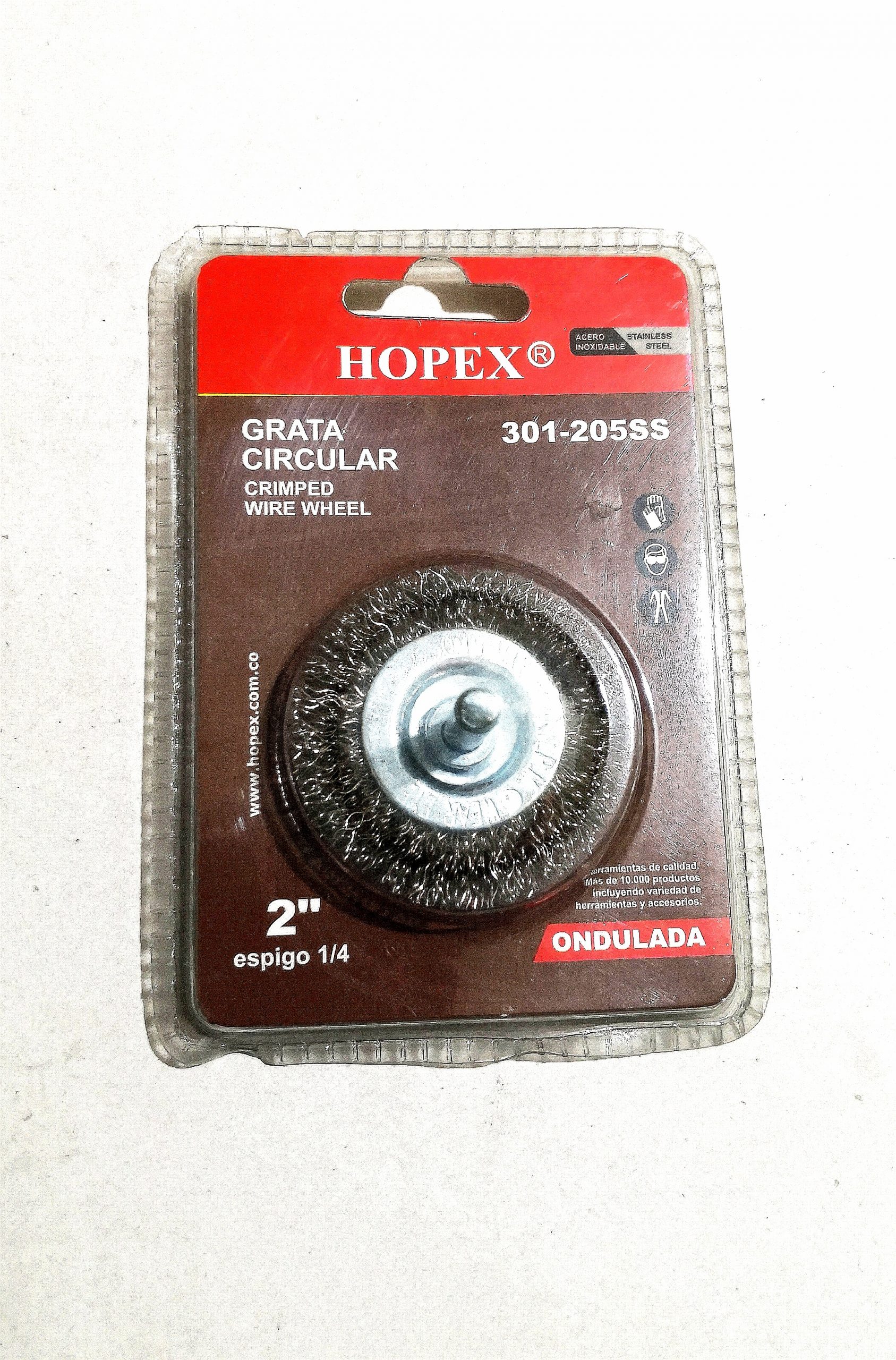 Grata circular con espigo 1/4 acero inox para metal 2" hopex
