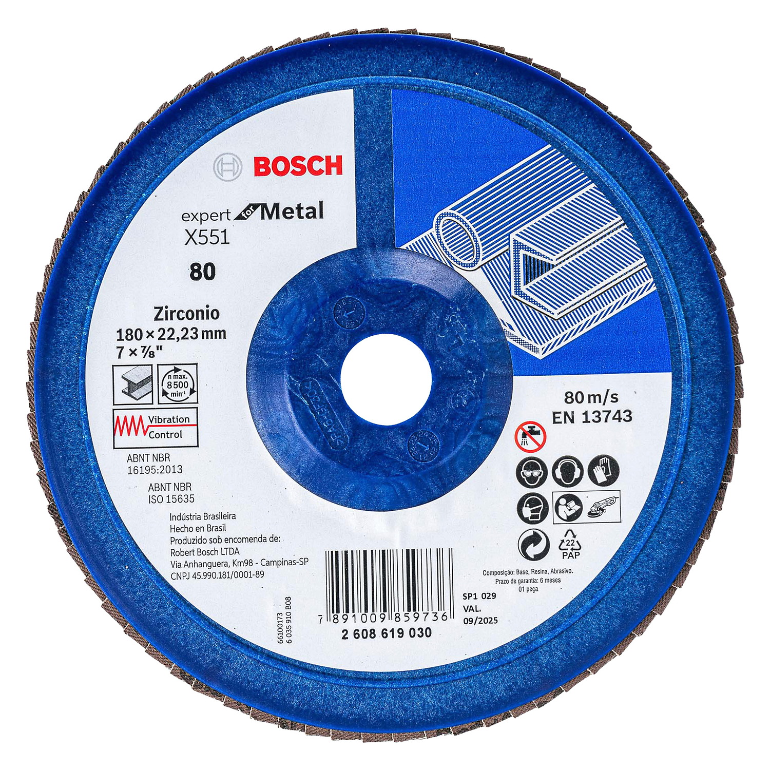 DISCO DE LÁMINAS X551 EXPERT FOR METAL 180 MM, G 80 BOSCH PROFESSIONAL