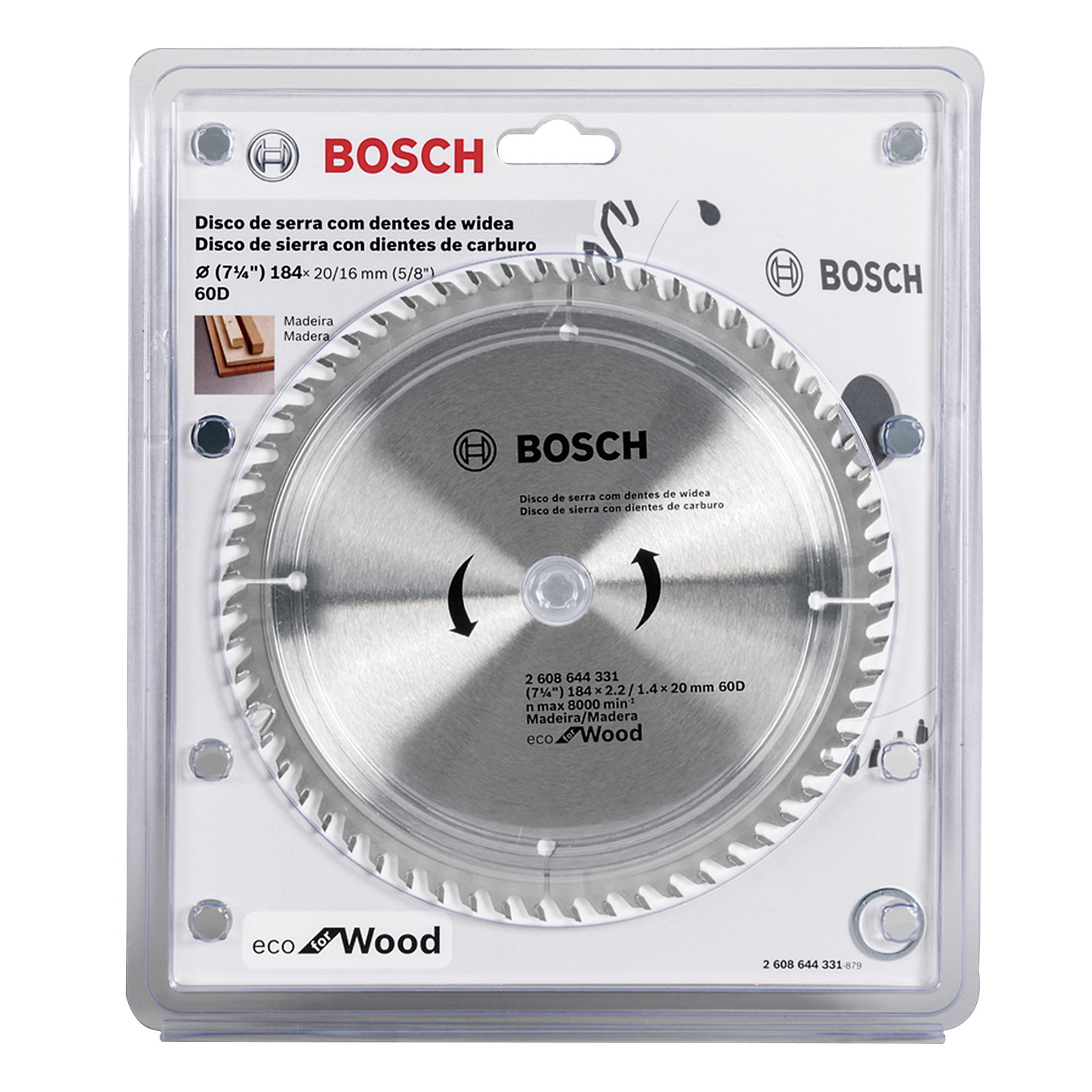 DISCO DE SIERRA CIRCULAR ECO PARA MADERA 7" X 60 DIENTES X 5/8 BOSCH - Imagen 2