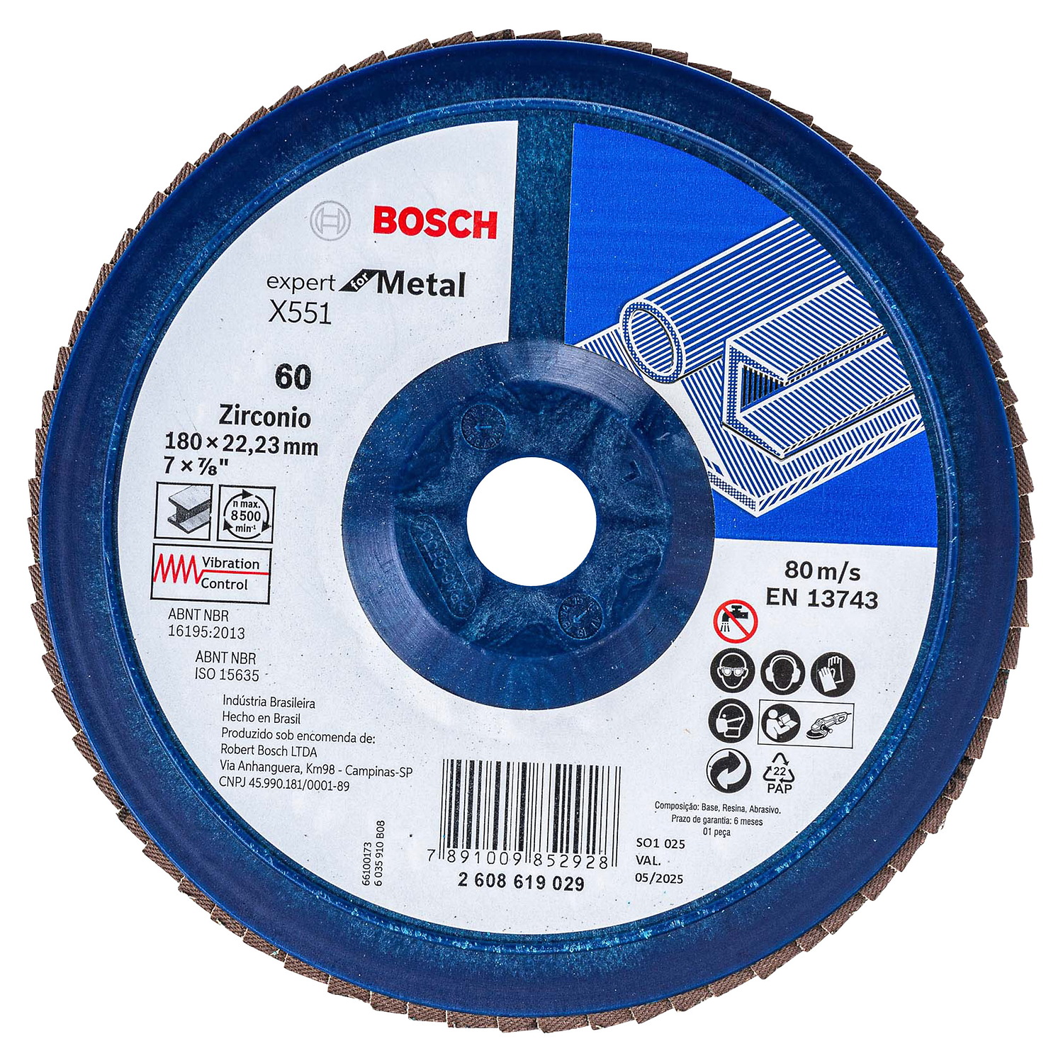 DISCO DE LÁMINAS X551 EXPERT FOR METAL 180 MM, G 60 BOSCH PROFESSIONAL