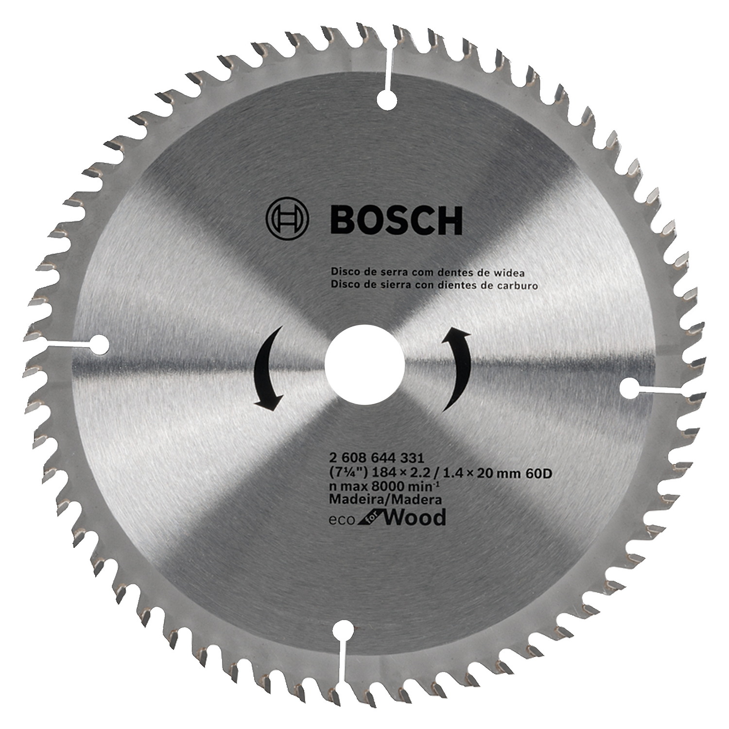 DISCO DE SIERRA CIRCULAR ECO PARA MADERA 7" X 60 DIENTES X 5/8 BOSCH