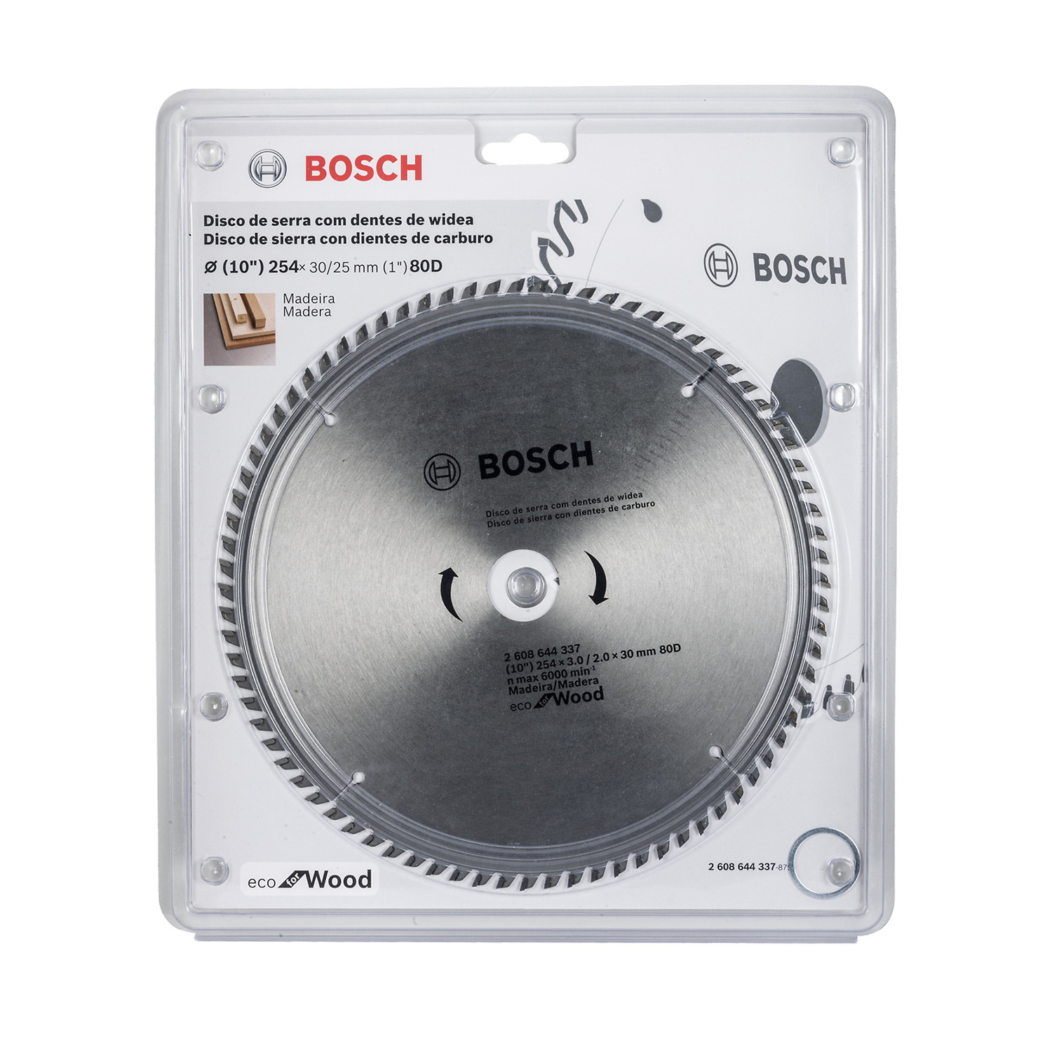 DISCO DE SIERRA CIRCULAR ECO PARA MADERA 10" X 80 DIENTES X 30 MM BOSCH - Imagen 2