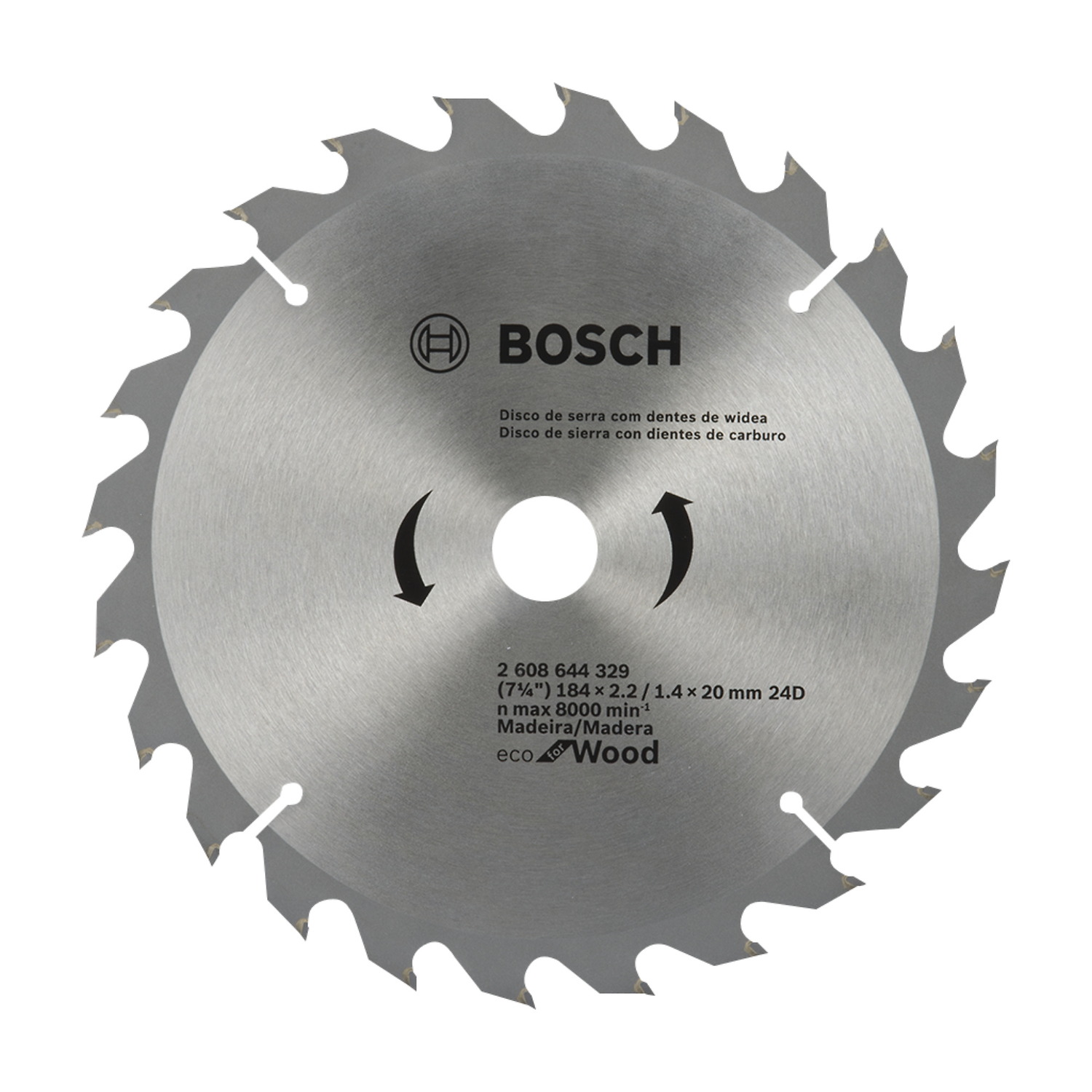 DISCO DE SIERRA CIRCULAR ECO PARA MADERA 7" X 24 DIENTES X 5/8 BOSCH