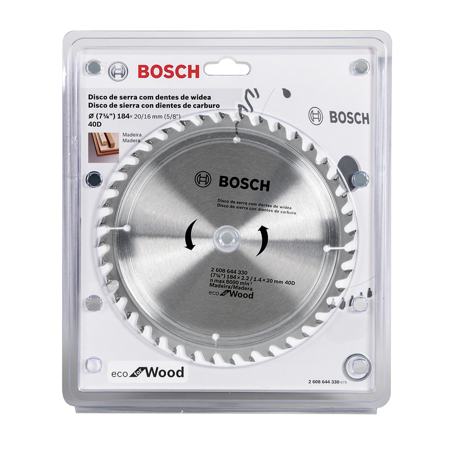 DISCO DE SIERRA CIRCULAR ECO PARA MADERA 7" X 40 DIENTES X 5/8 BOSCH - Imagen 2