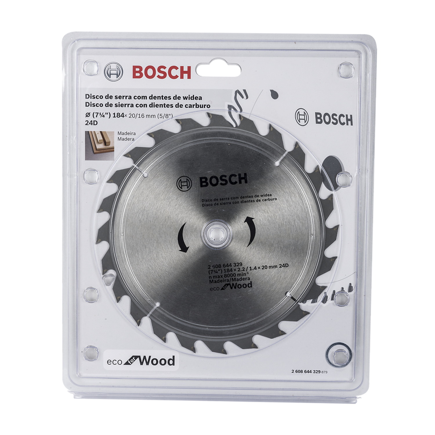 DISCO DE SIERRA CIRCULAR ECO PARA MADERA 7" X 24 DIENTES X 5/8 BOSCH - Imagen 2
