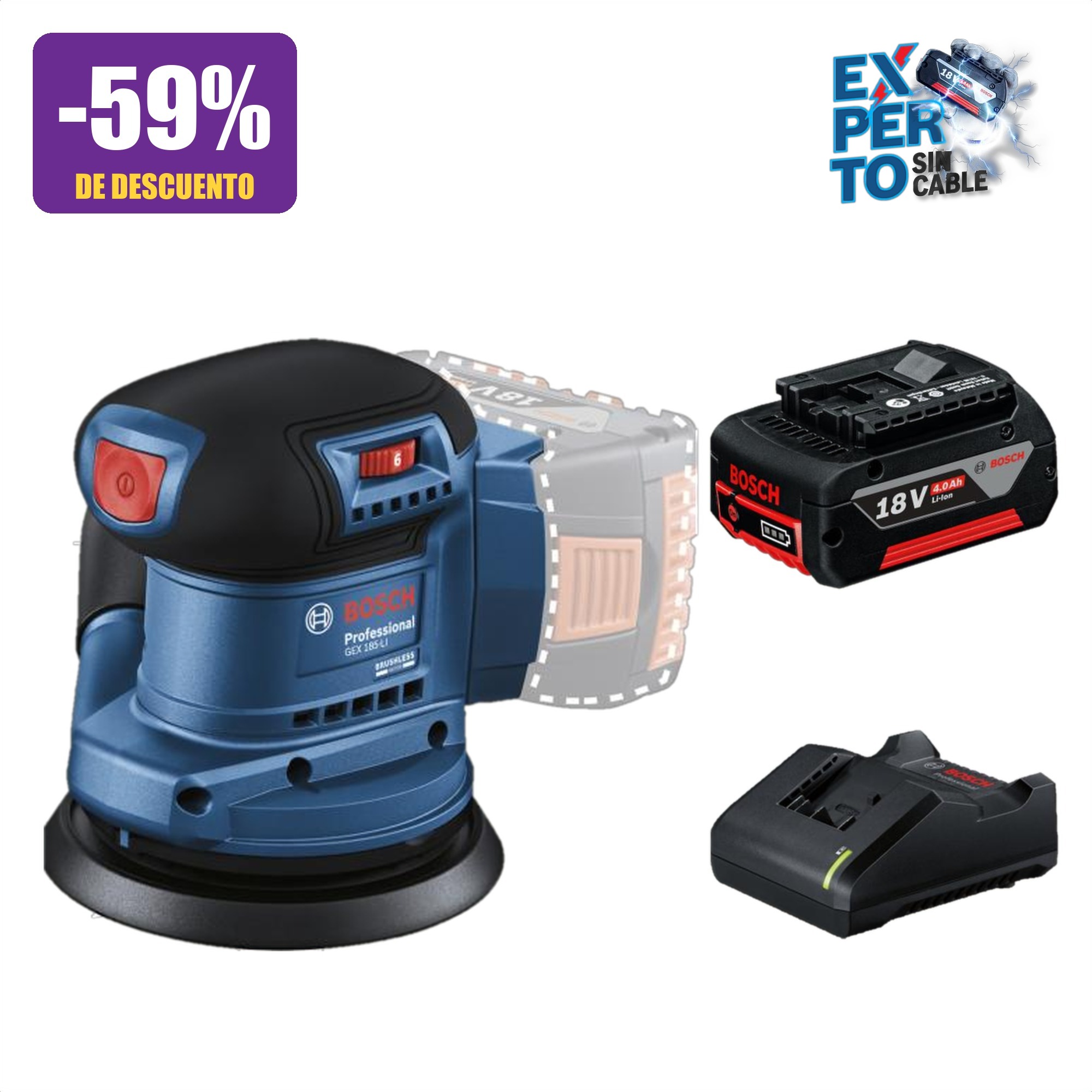 Combo Bosch GEX185 Experto sin cable