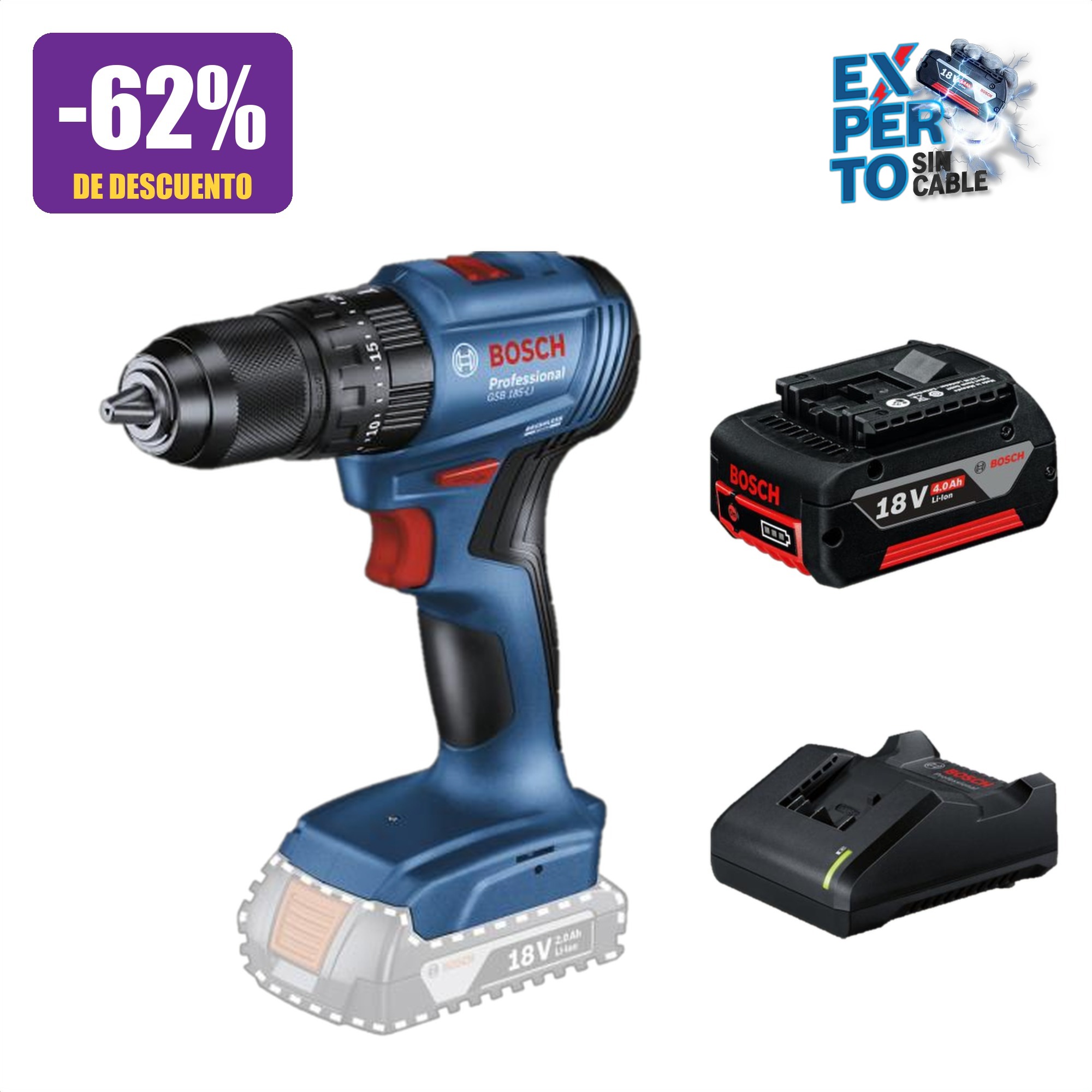 Combo Bosch GSB185 Experto sin cable