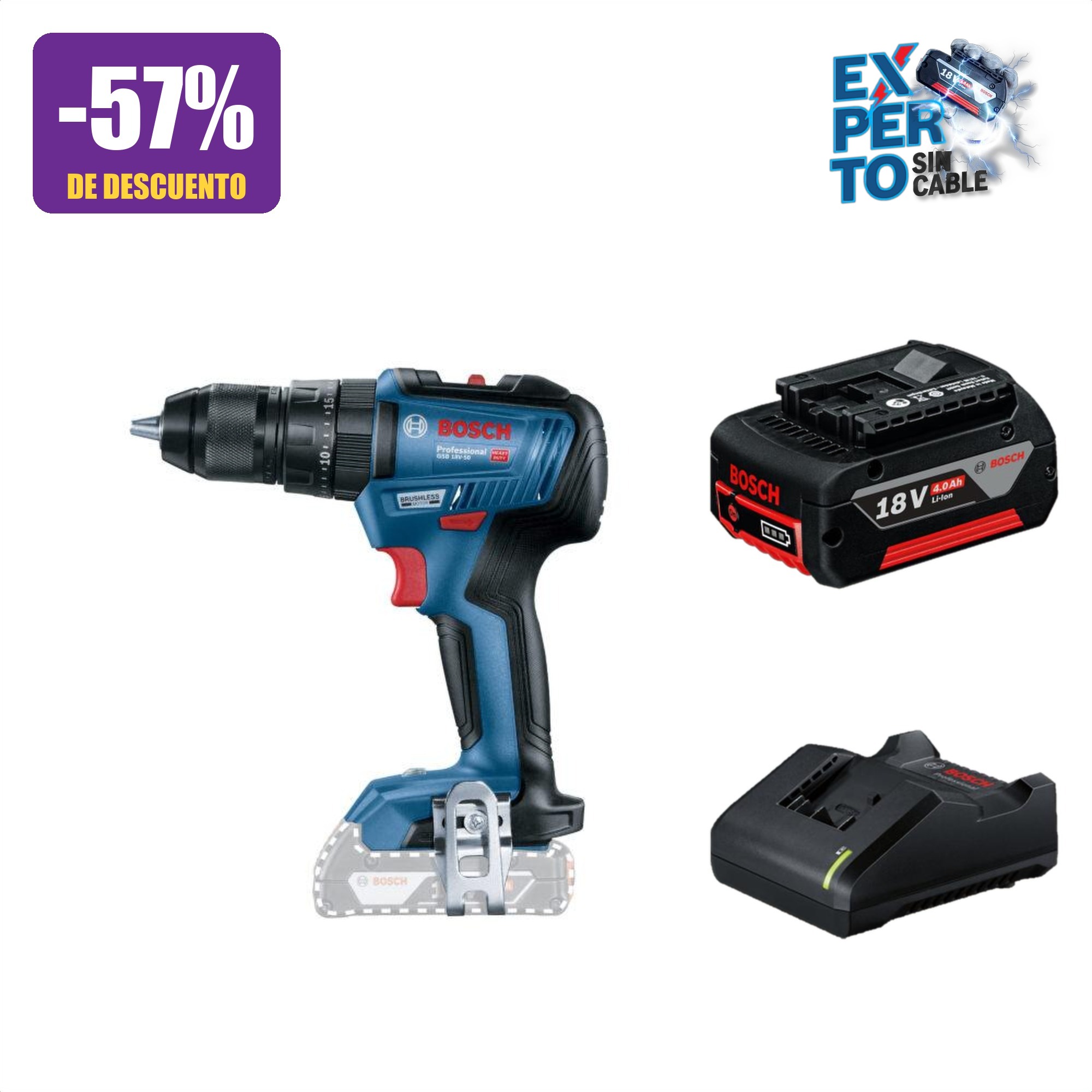 Combo Bosch GSB65 Experto sin cable