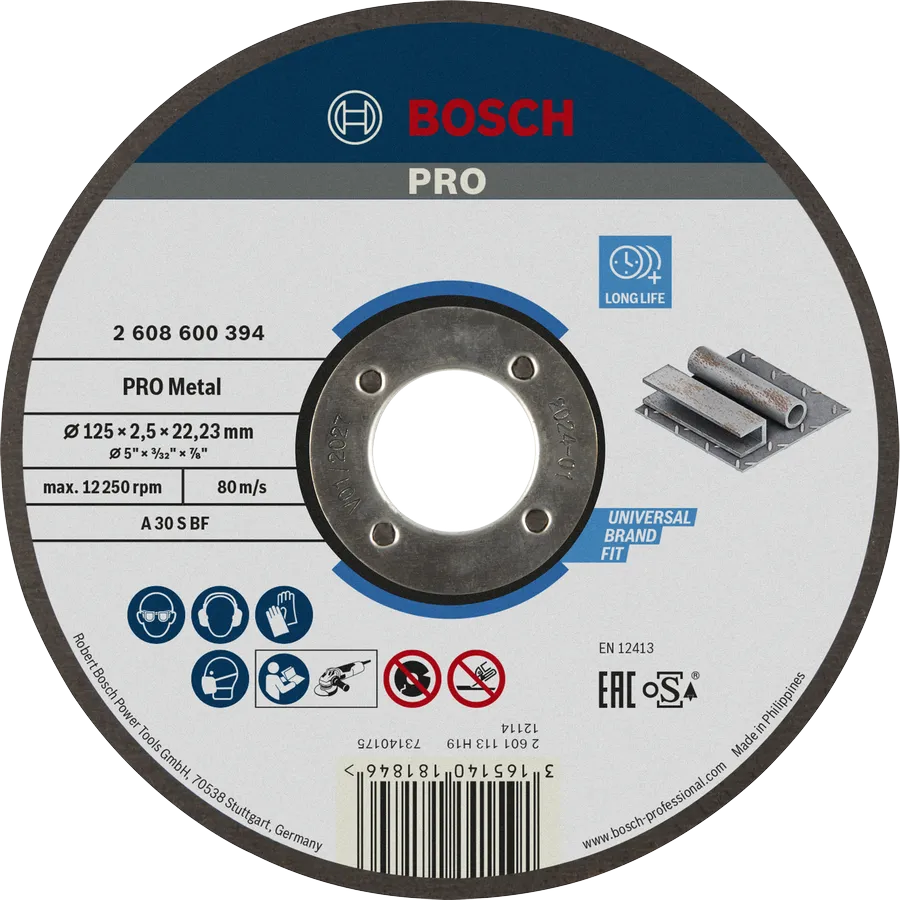 DISCO DE CORTE UNIDO PRO METAL 115 X 2,5 X 22,23 MM, CON CENTRO REBAJADO, OSA BOSCH PROFESSIONAL