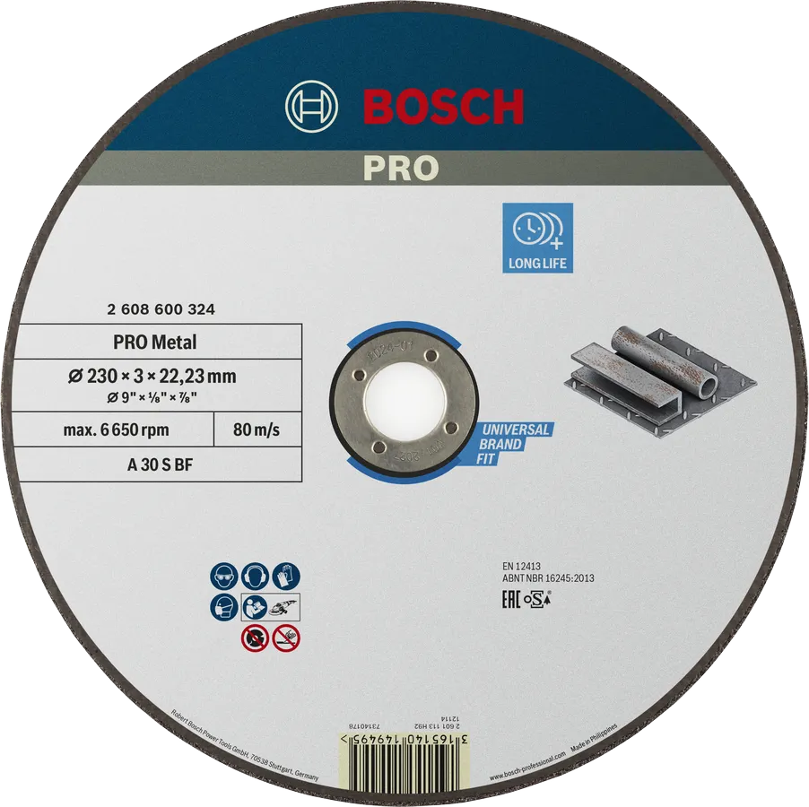 DISCO DE CORTE UNIDO PRO METAL 180 X 3 X 22,23 MM BOSCH PROFESSIONAL