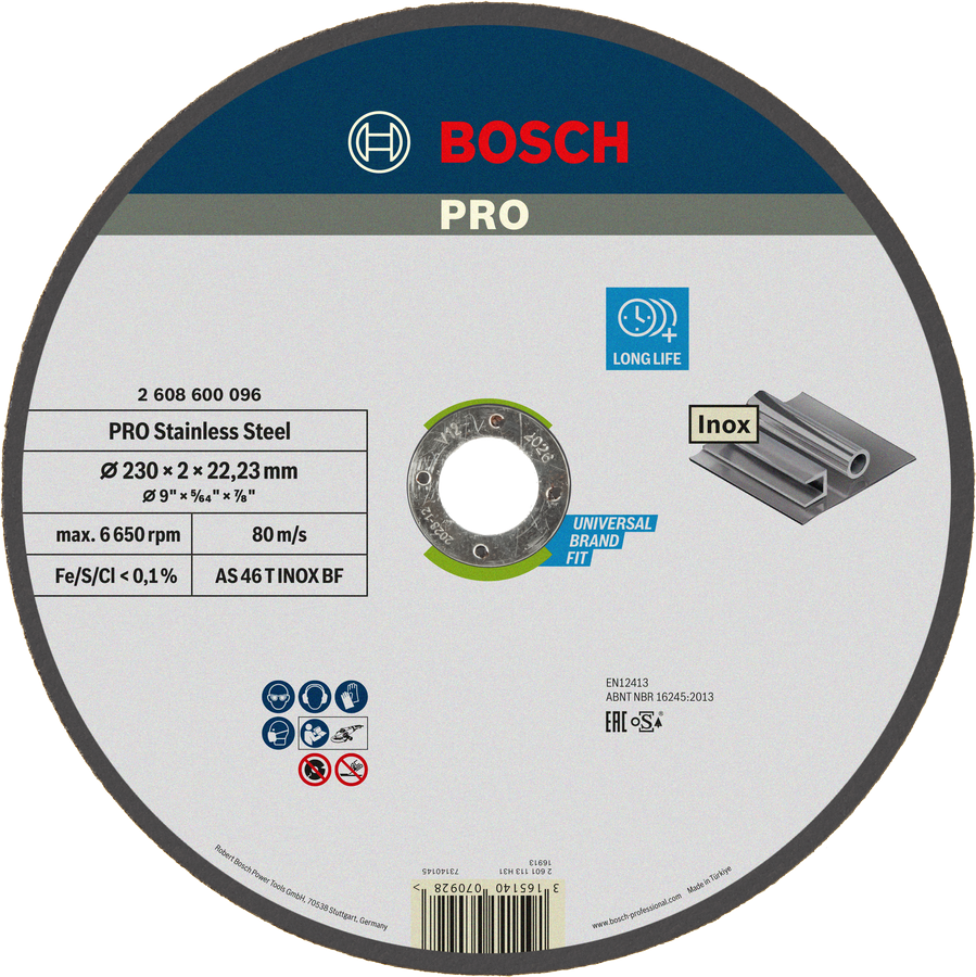 DISCO DE CORTE PRO STAINLESS STEEL 180 X 2 X 22,23 MM BOSCH PROFESSIONAL