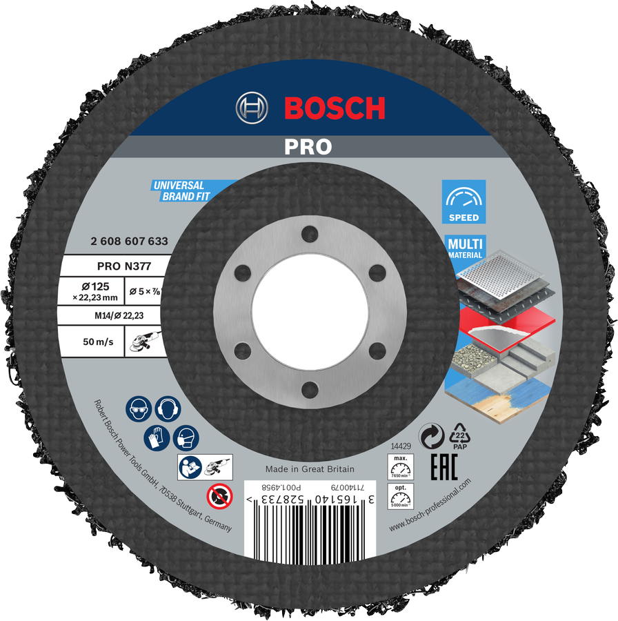 DISCO DE LIMPIEZA PRO N377 115 MM, 22,23 MM BOSCH PROFESSIONAL - Imagen 3