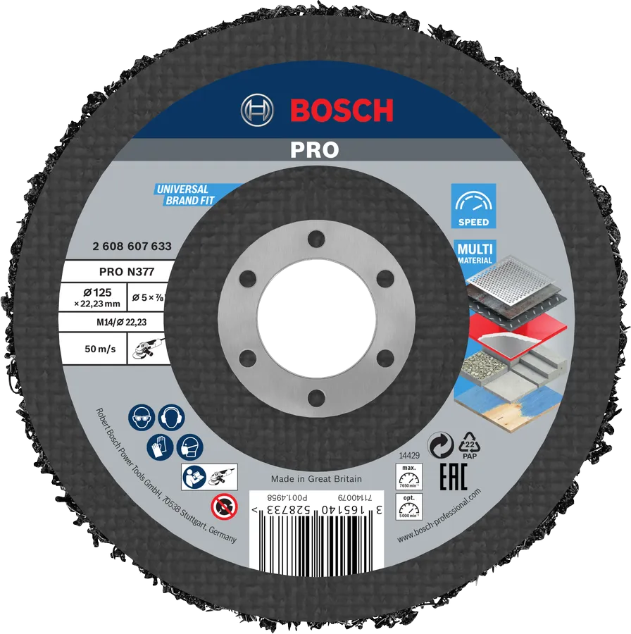DISCO DE LIMPIEZA PRO N377 115 MM, 22,23 MM BOSCH PROFESSIONAL