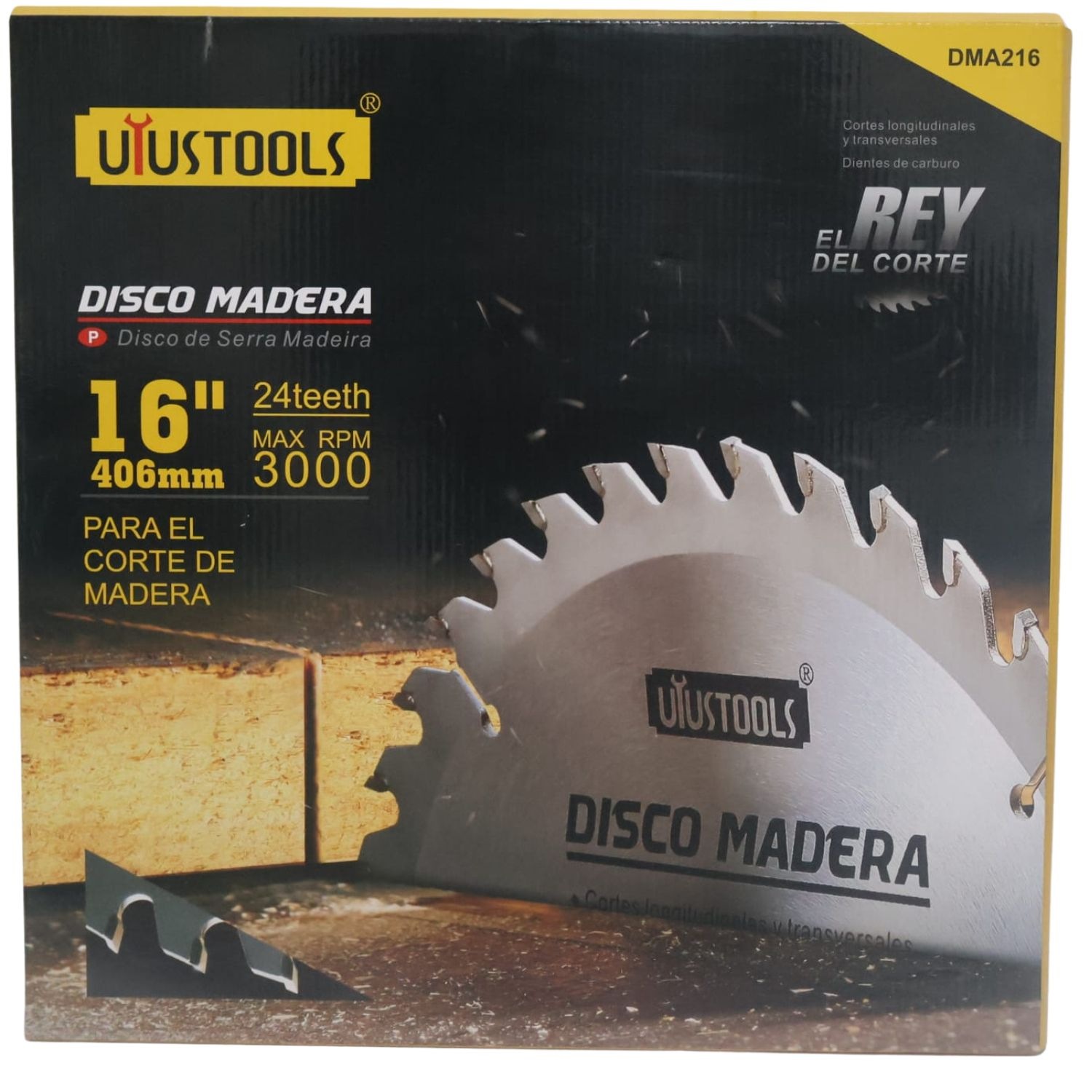 Sierra circular tungsteno para madera 16" x 24t uyustools