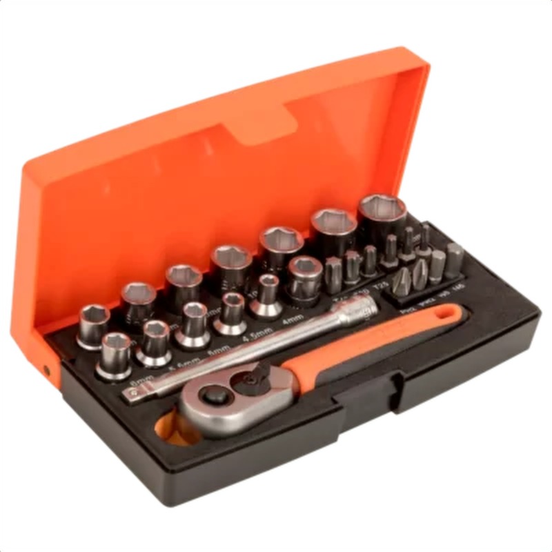 Juego de vasos de 1/4" hexagonales métricos con puntas de destornillador, 25 piezas bahco sbsl25