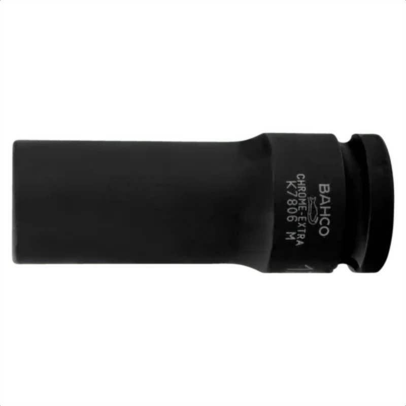 Vaso de impacto de serie larga con cuadradillo de 1/2" con perfil hexagonal de 12 mm y acabado fosfatado bahco k7806m-12