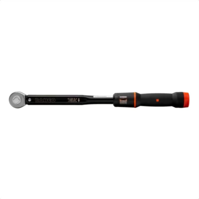 Llave dinamométrica mecánica de disparo ajustable con visor y cabeza de carraca fija con cuadradillo pasante bahco 74wr-200
