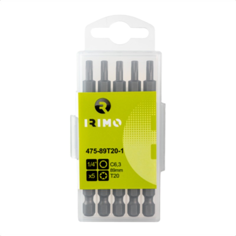 Punta t10 de 1/4", 89 mm, caja de 5 piezas irimo 475-89t10-1