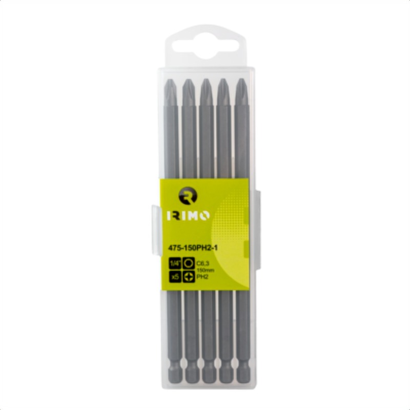 Punta ph2 de 1/4", 150 mm, caja de 5 piezas irimo 475-150ph2-1