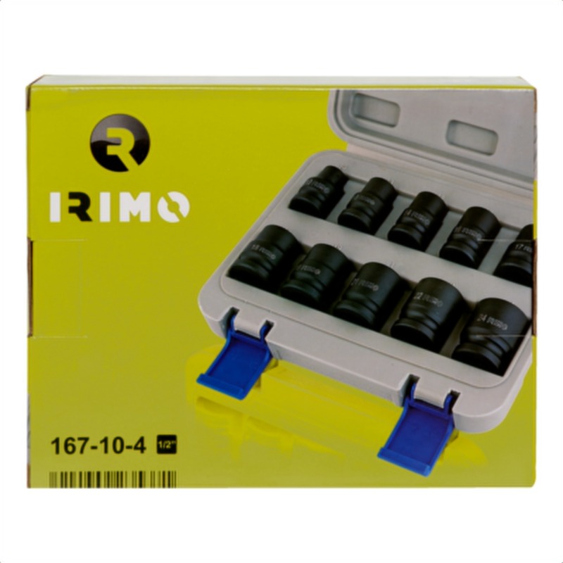 Juego de copas de impacto de 1/2" en caja de plástico, 10 piezas irimo 167-10-4