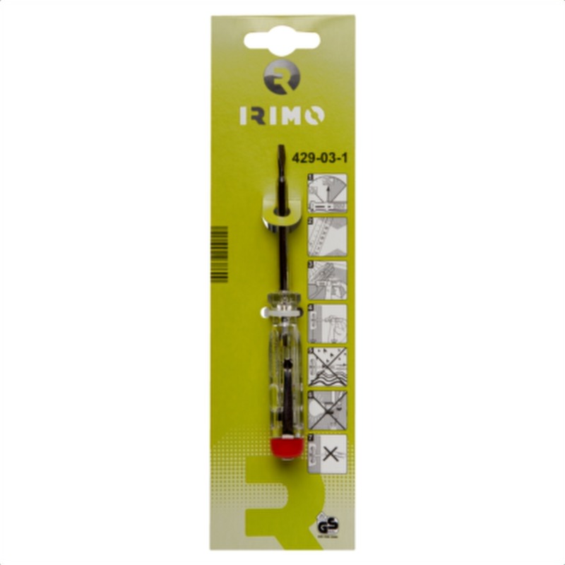 Comprobador de tensión 150-250v, punta 3,0 × 65 mm irimo 429-03-1