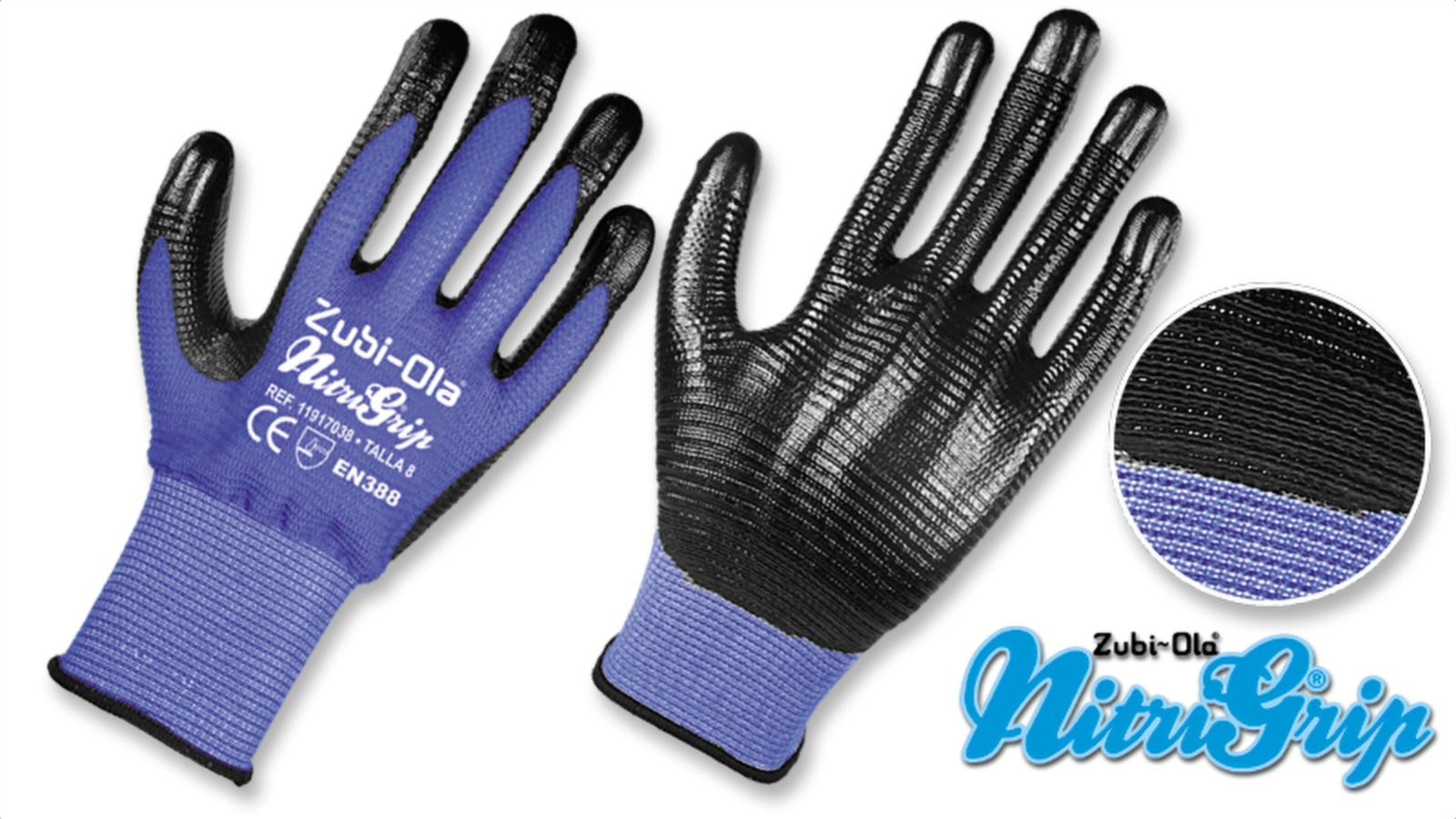 Guante nitrilo + nailon talla 8 zubiola