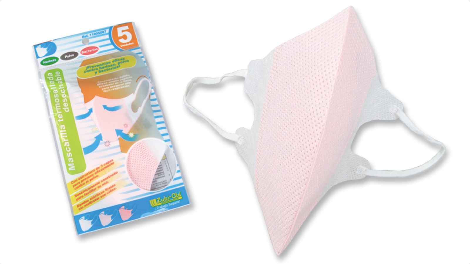 Mascarilla desechable rosada x 5 piz zubiola