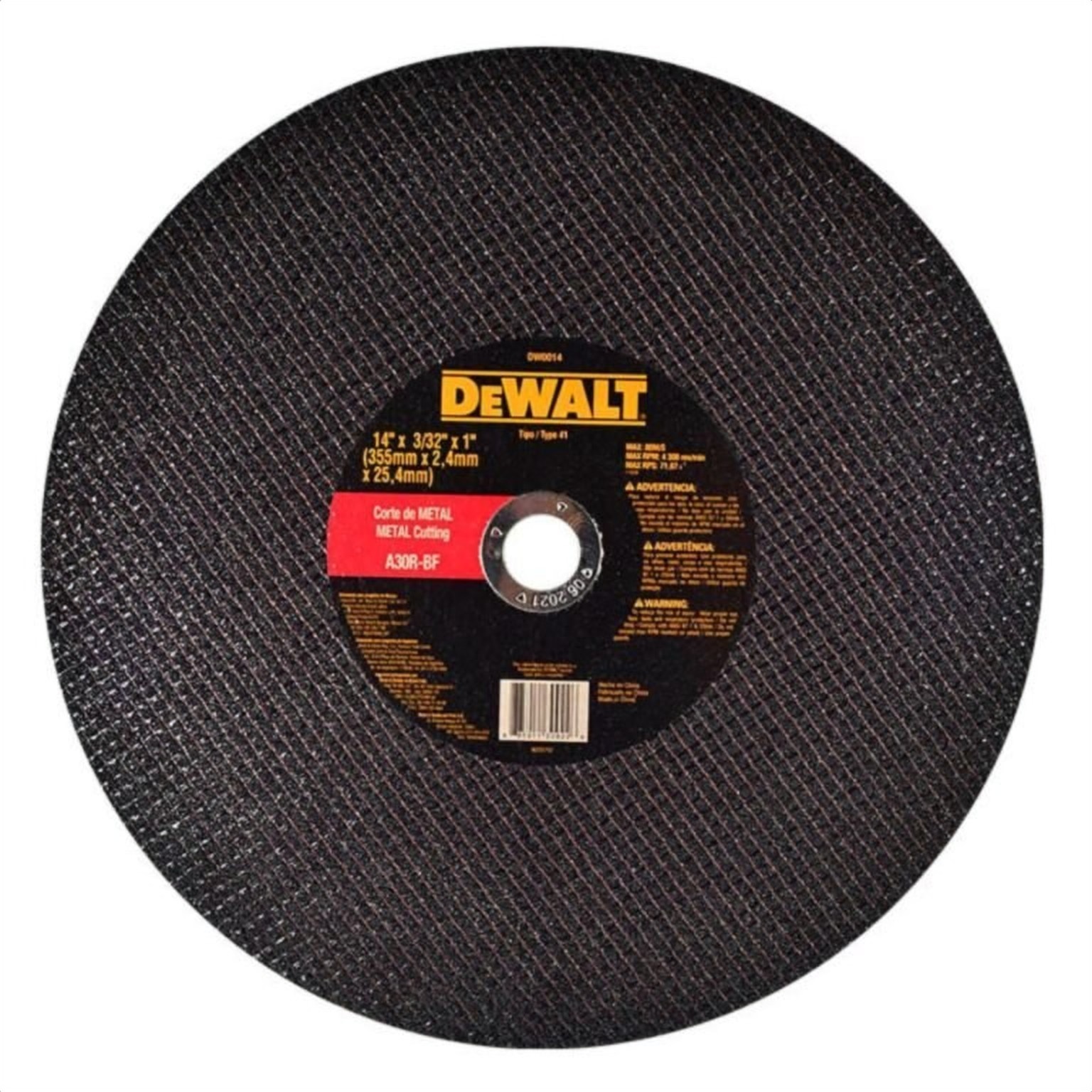 Disco tronzadora abrasivo 14" dewalt