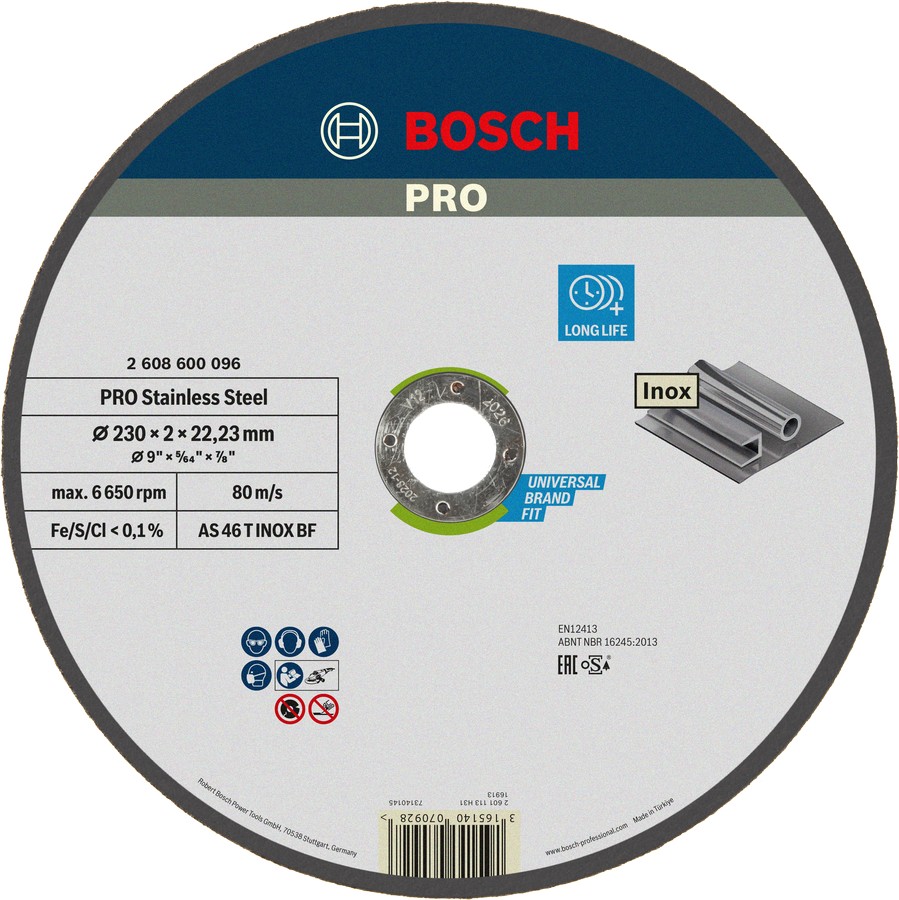 DISCO DE CORTE PRO STAINLESS STEEL 180 X 2 X 22,23 MM BOSCH PROFESSIONAL