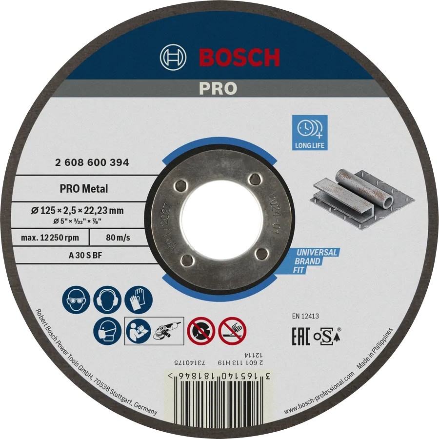 DISCO DE CORTE UNIDO PRO METAL 115 X 2,5 X 22,23 MM, CON CENTRO REBAJADO, OSA BOSCH PROFESSIONAL