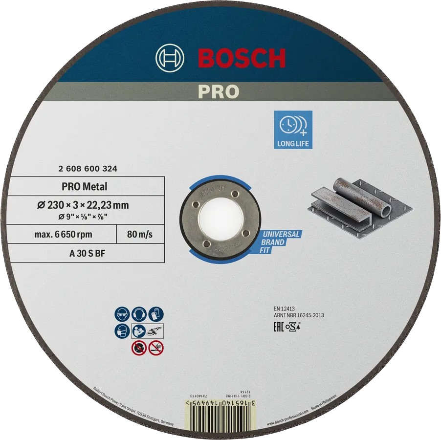 DISCO DE CORTE UNIDO PRO METAL 180 X 3 X 22,23 MM BOSCH PROFESSIONAL