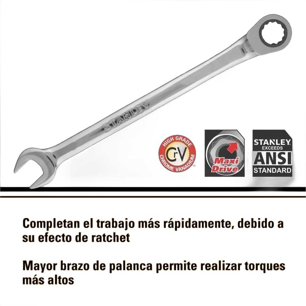 LLAVES COMBINADAS DE RATCHET LARGAS 3/4" STANLEY 91-972LA