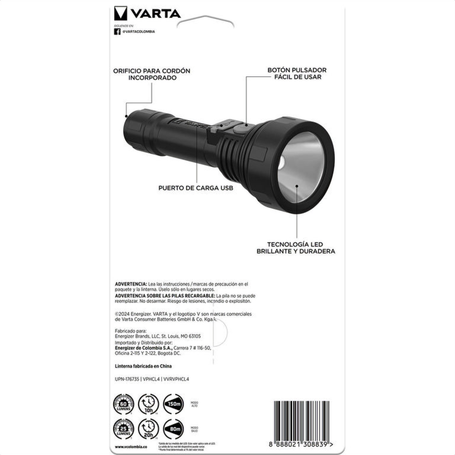 Linterna REC 60 LUMENES Varta vista 2