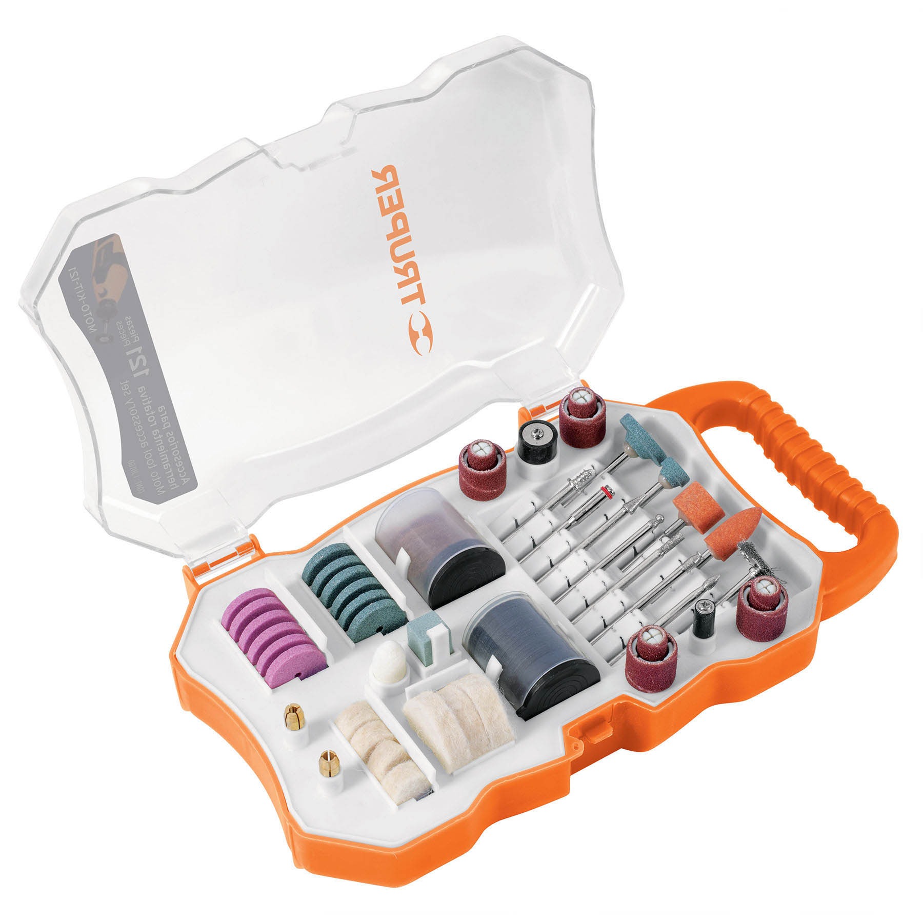 Kit accesorios para herramienta rotativa, 121 piezas truper 100757