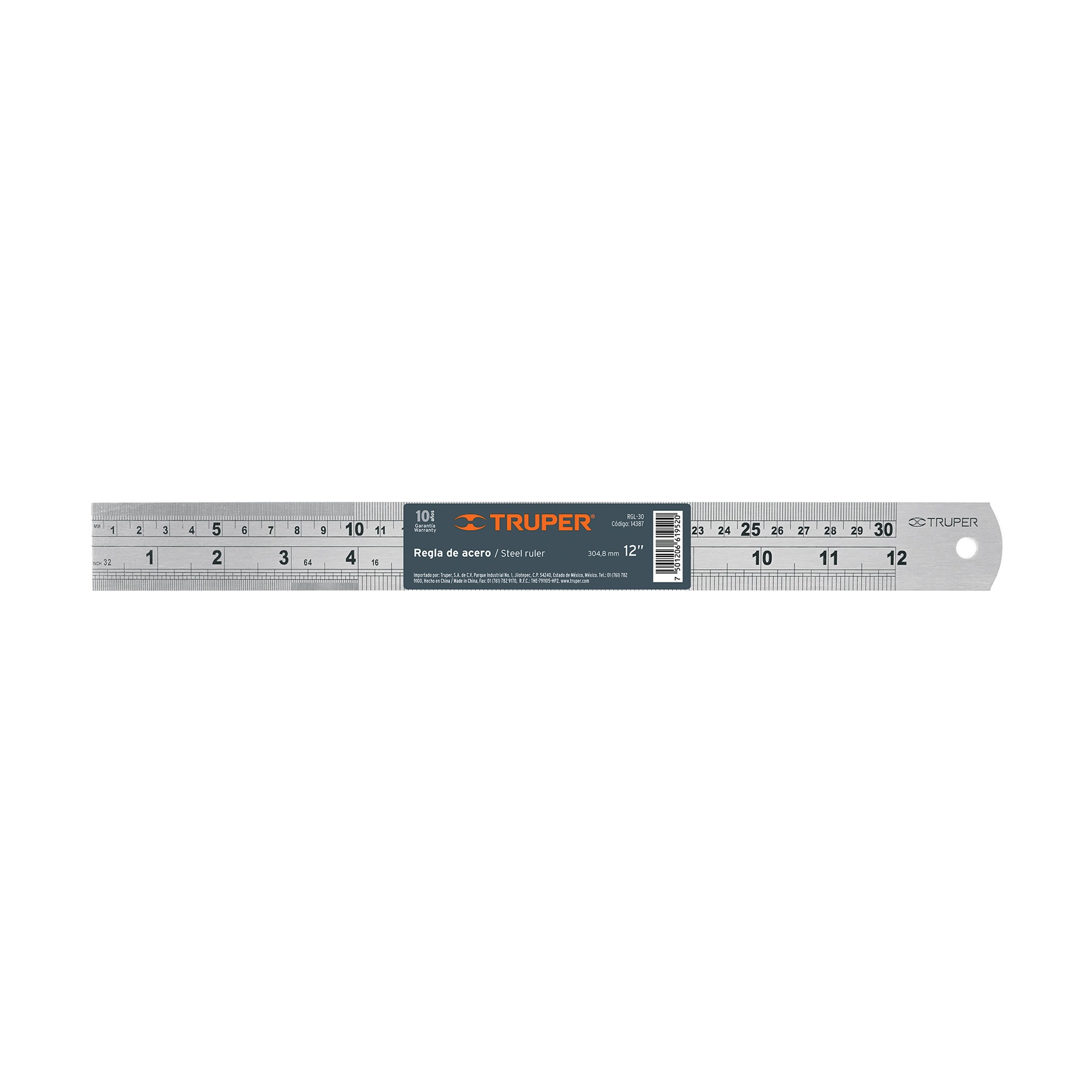 Regla 30 cm de acero inoxidable truper 14387