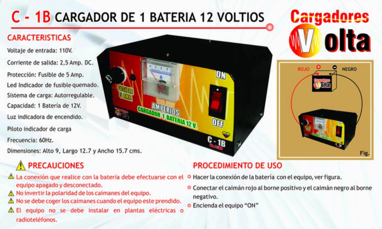 Cargador de batería C-1B Volta vista 2